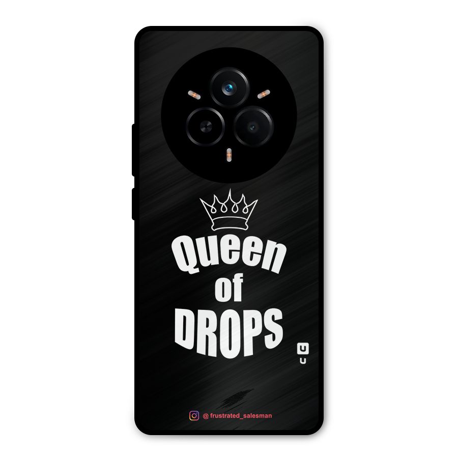 Queen of Drops Black Metal Back Case for Realme 14 Pro