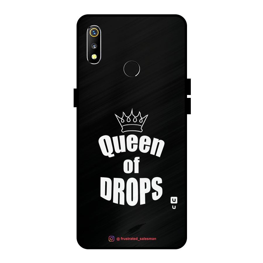 Queen of Drops Black Metal Back Case for Realme 3