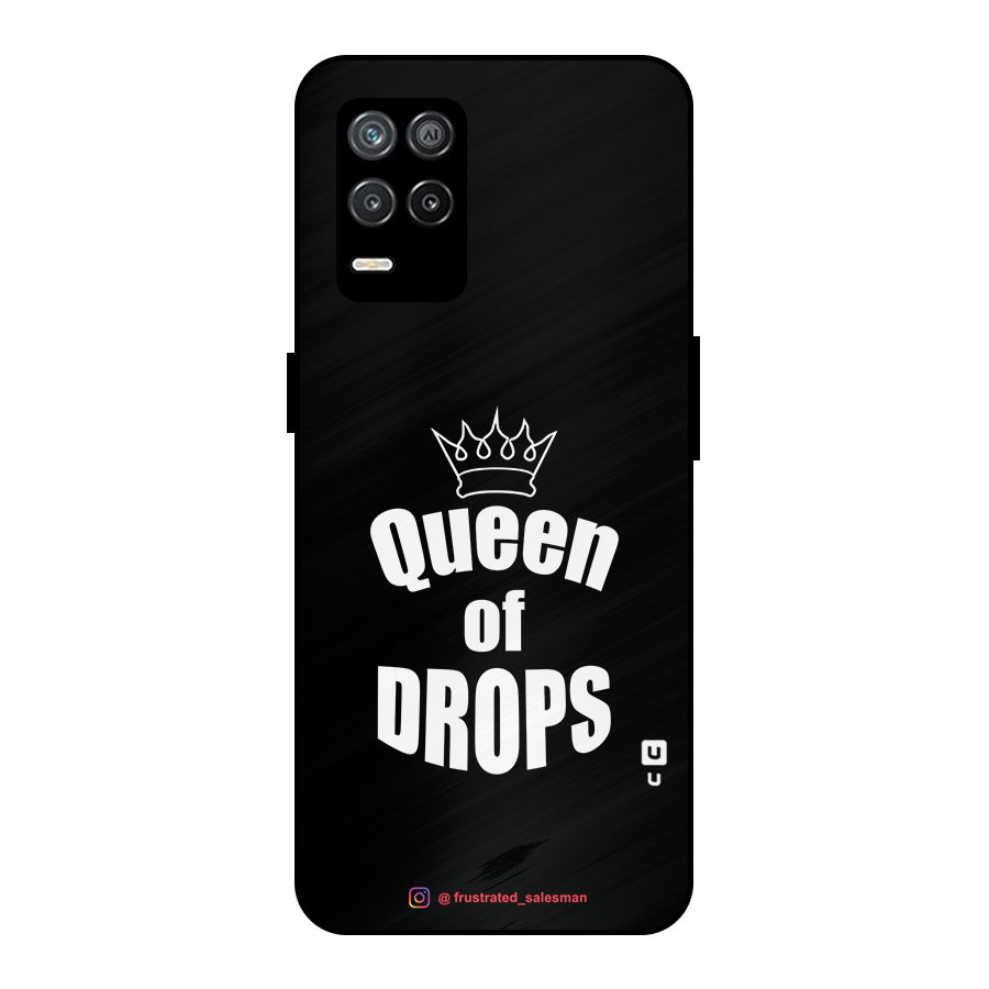 Queen of Drops Black Metal Back Case for Realme 8s 5G
