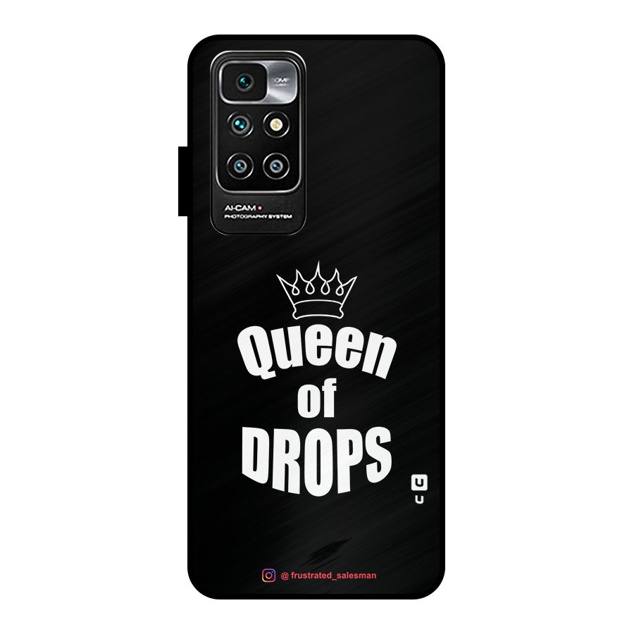 Queen of Drops Black Metal Back Case for Redmi 10 Prime