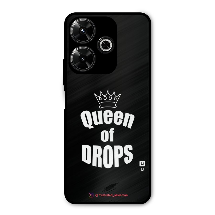 Queen of Drops Black Metal Back Case for Redmi 13 5G