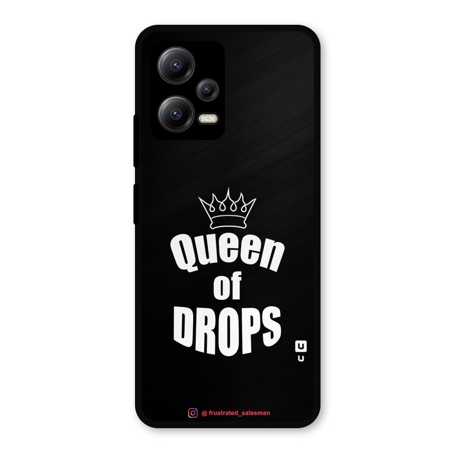 Queen of Drops Black Metal Back Case for Redmi Note 12 5G