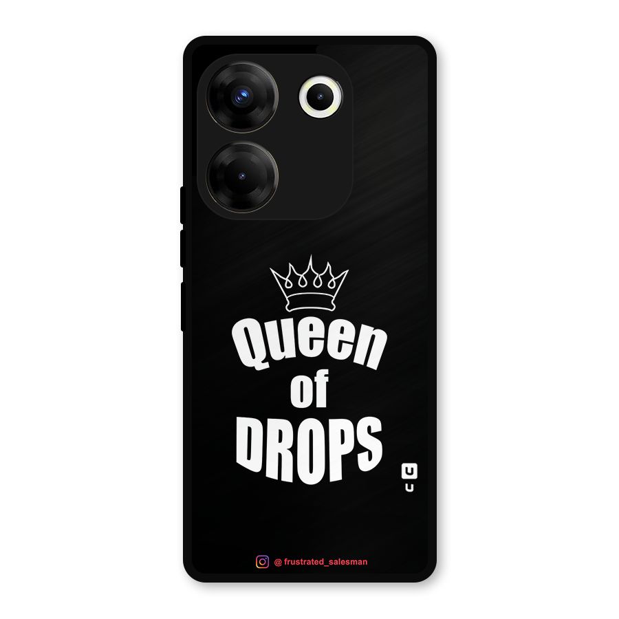 Queen of Drops Black Metal Back Case for Tecno Camon 20 Pro