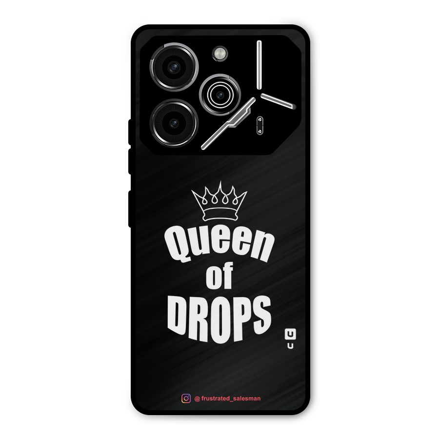 Queen of Drops Black Metal Back Case for Tecno Pova 6 Pro