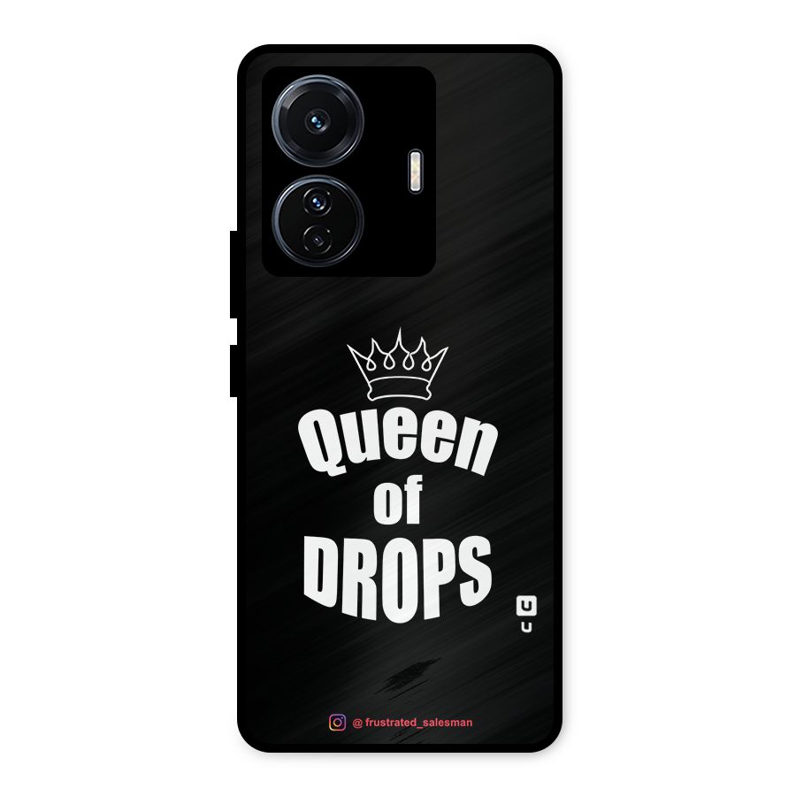 Queen of Drops Black Metal Back Case for Vivo T1 Pro