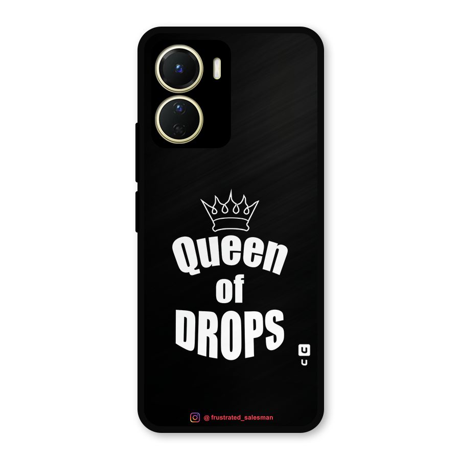 Queen of Drops Black Metal Back Case for Vivo T2x