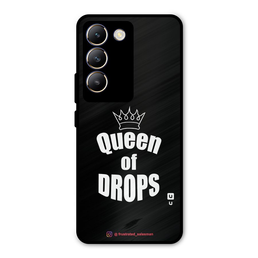 Queen of Drops Black Metal Back Case for Vivo T3 5G