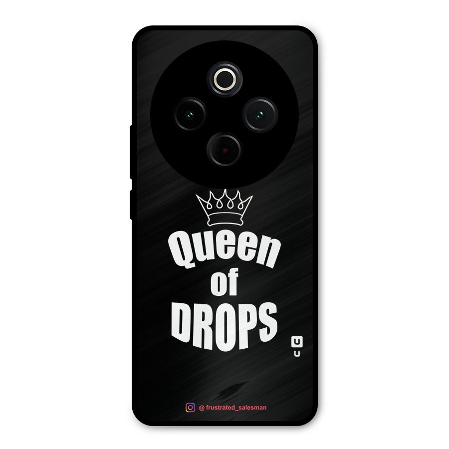 Queen of Drops Black Metal Back Case for Vivo T4