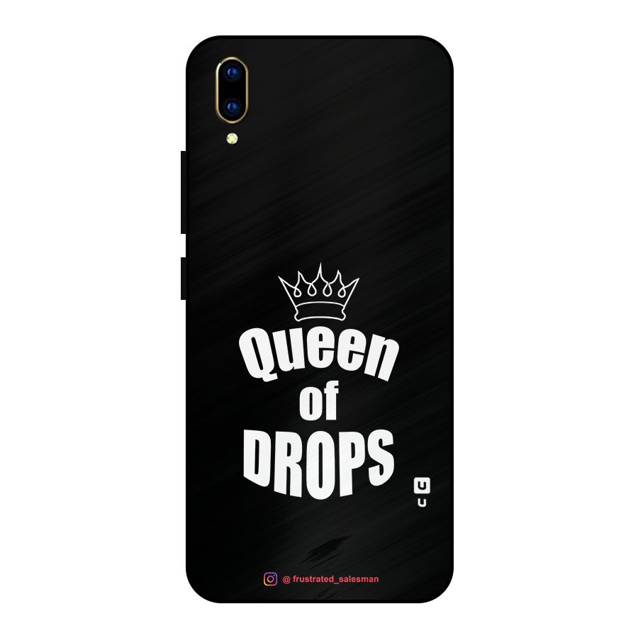 Queen of Drops Black Metal Back Case for Vivo V11 Pro