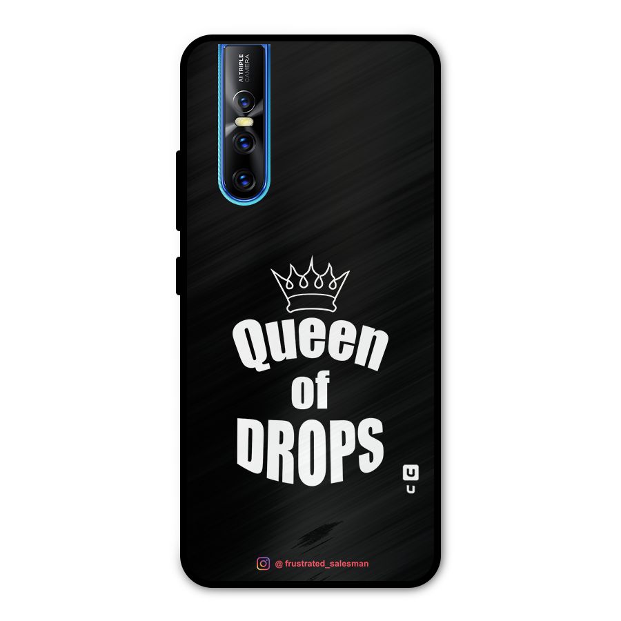 Queen of Drops Black Metal Back Case for Vivo V15 Pro