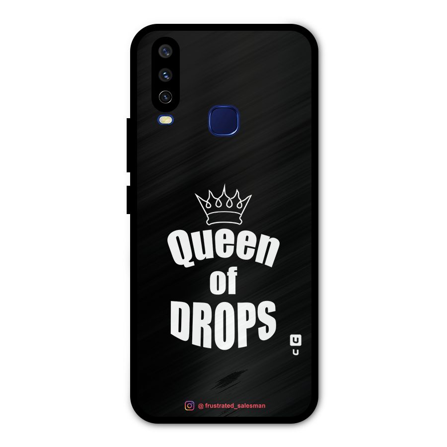 Queen of Drops Black Metal Back Case for Vivo V17