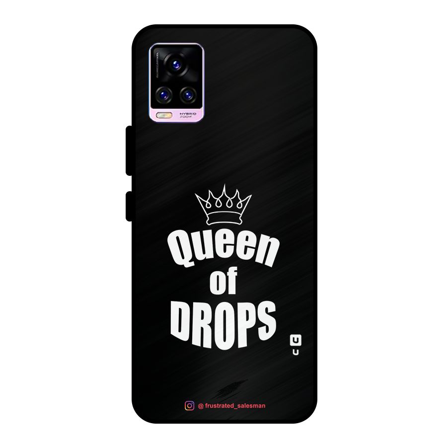 Queen of Drops Black Metal Back Case for Vivo V20 Pro