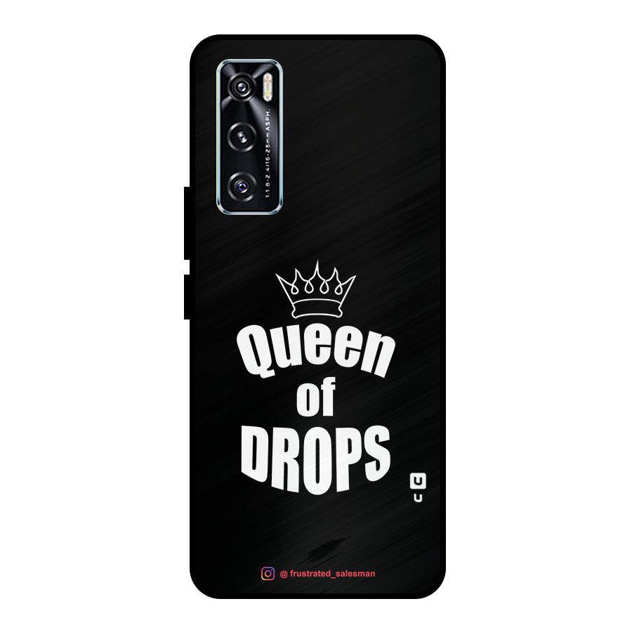 Queen of Drops Black Metal Back Case for Vivo V20 SE
