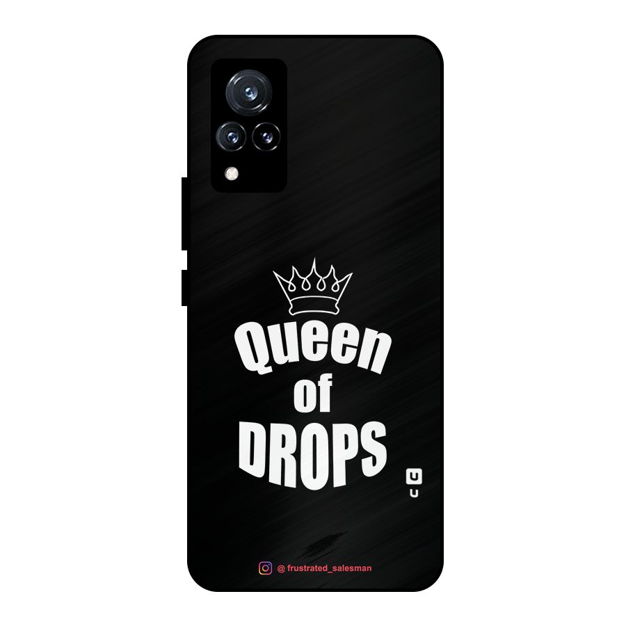 Queen of Drops Black Metal Back Case for Vivo V21 5G