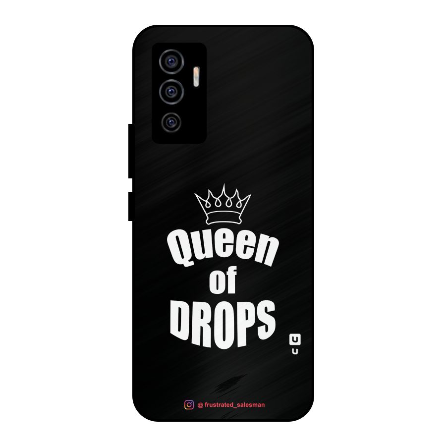 Queen of Drops Black Metal Back Case for Vivo V23e