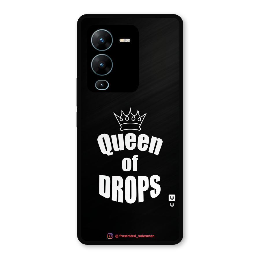 Queen of Drops Black Metal Back Case for Vivo V25 Pro