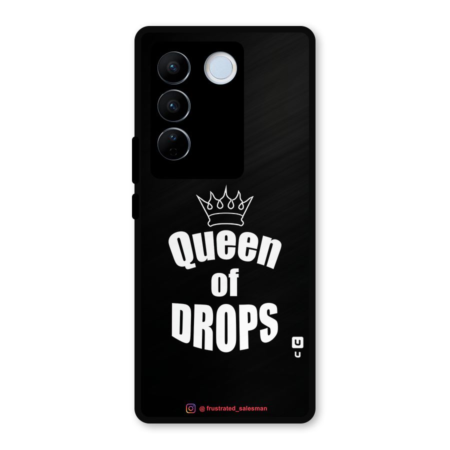 Queen of Drops Black Metal Back Case for Vivo V27