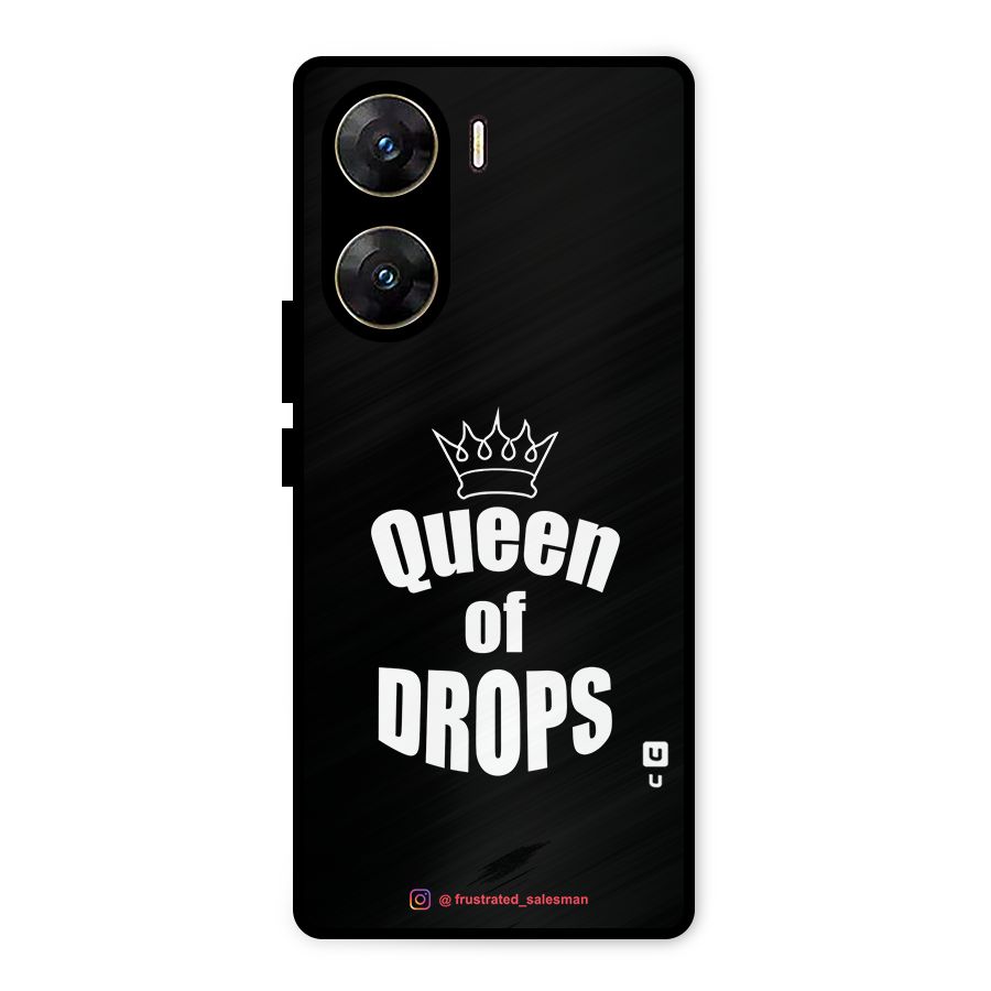 Queen of Drops Black Metal Back Case for Vivo V29e
