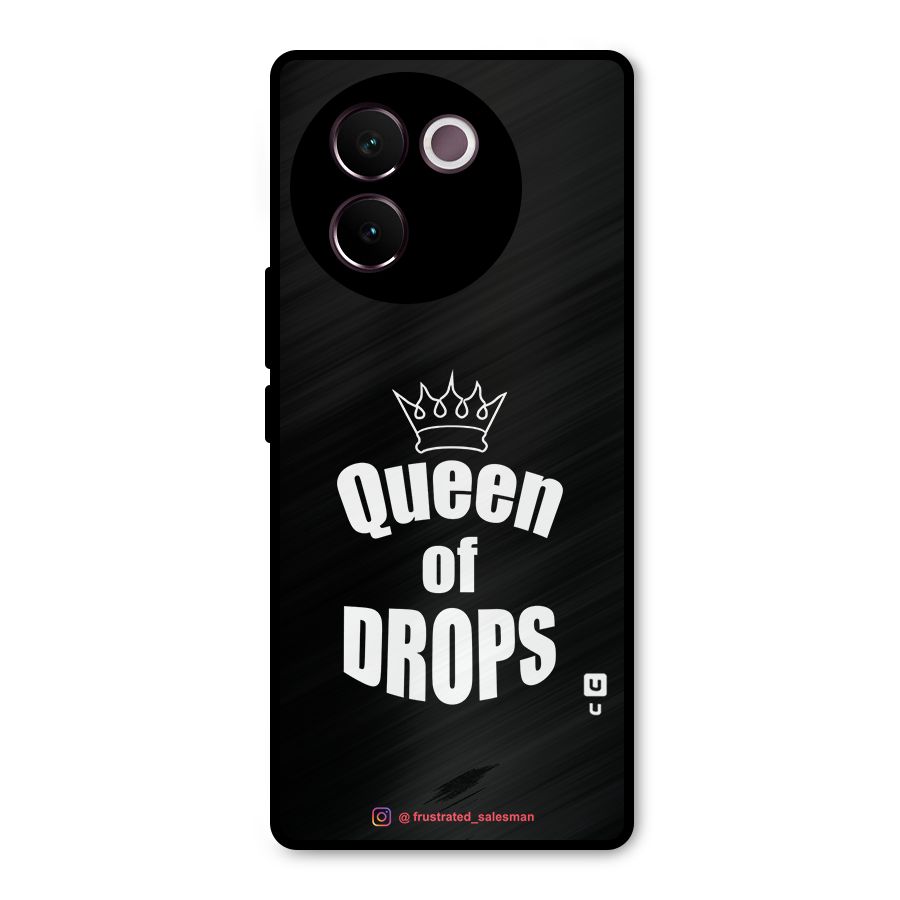 Queen of Drops Black Metal Back Case for Vivo V30e