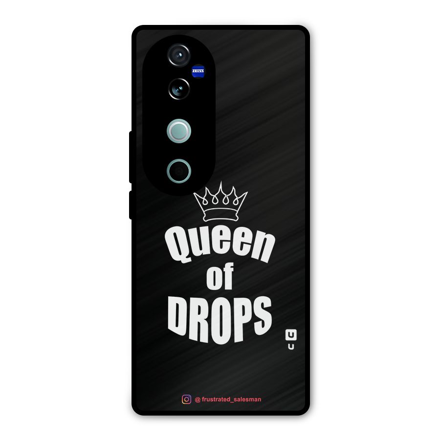 Queen of Drops Black Metal Back Case for Vivo V40