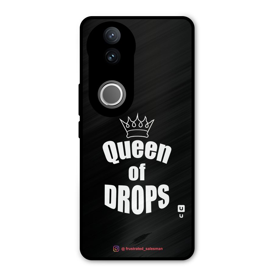 Queen of Drops Black Metal Back Case for Vivo V50
