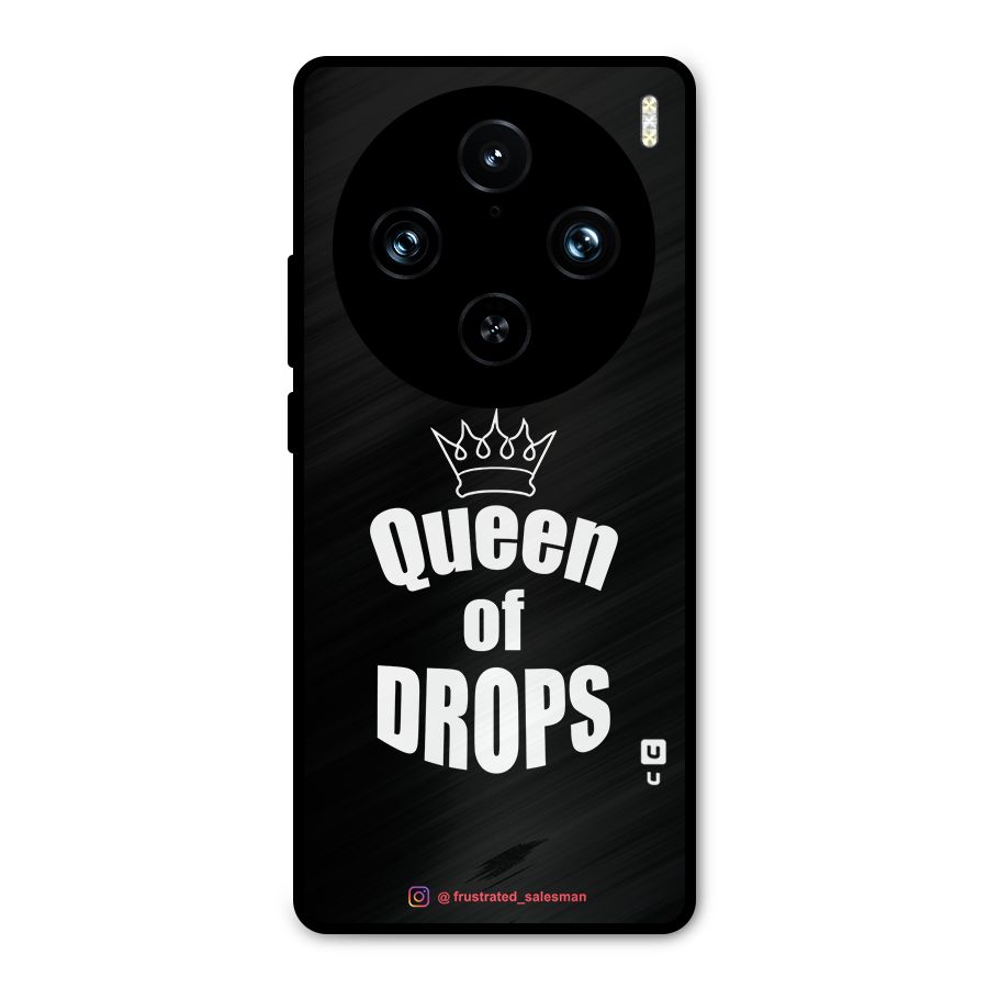 Queen of Drops Black Metal Back Case for Vivo X100 Pro