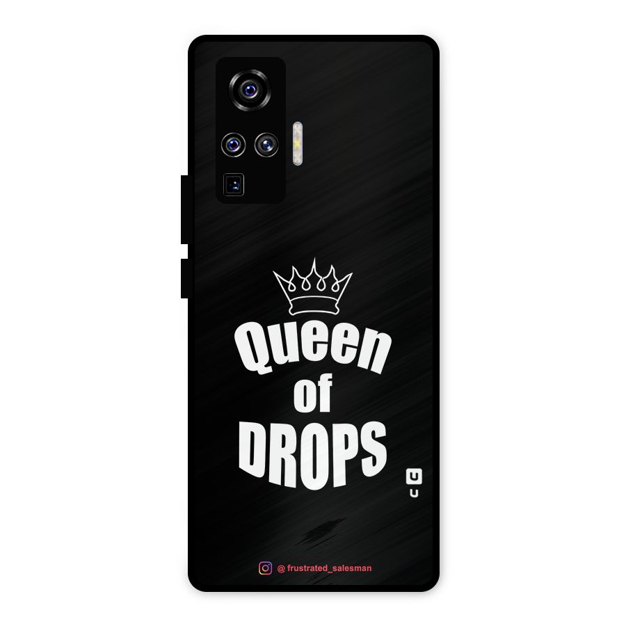 Queen of Drops Black Metal Back Case for Vivo X50 Pro