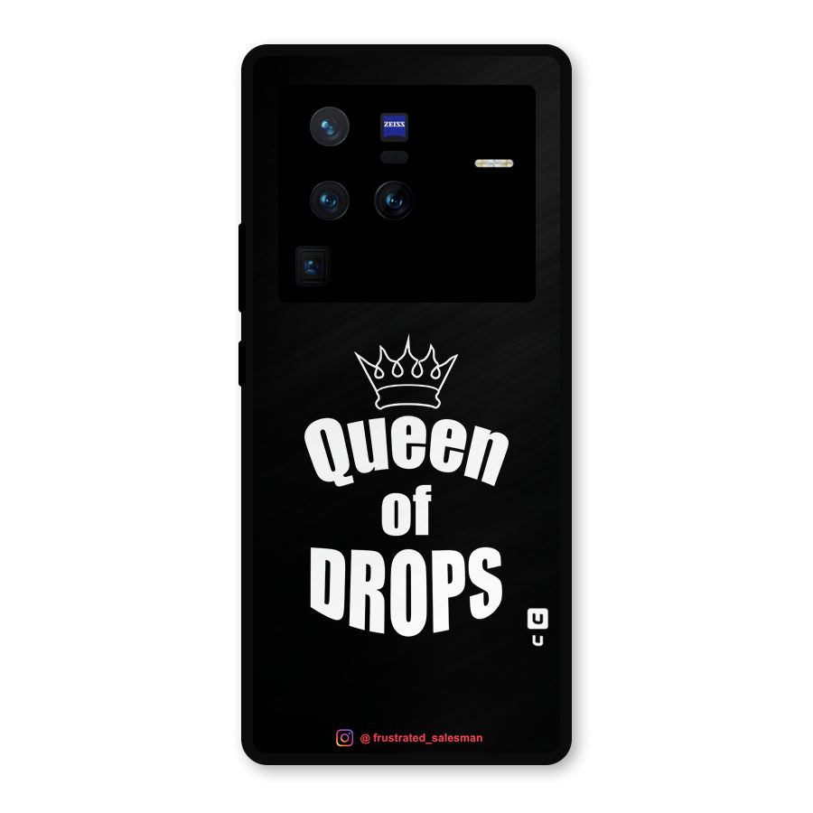 Queen of Drops Black Metal Back Case for Vivo X80 Pro