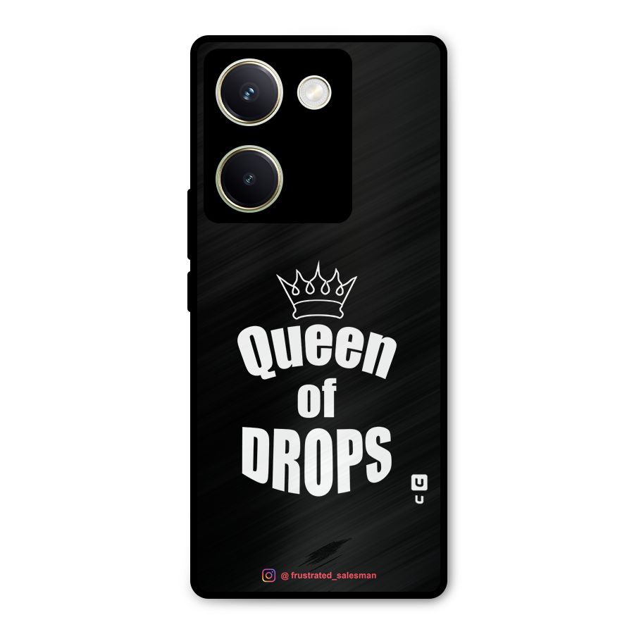 Queen of Drops Black Metal Back Case for Vivo Y200 Pro