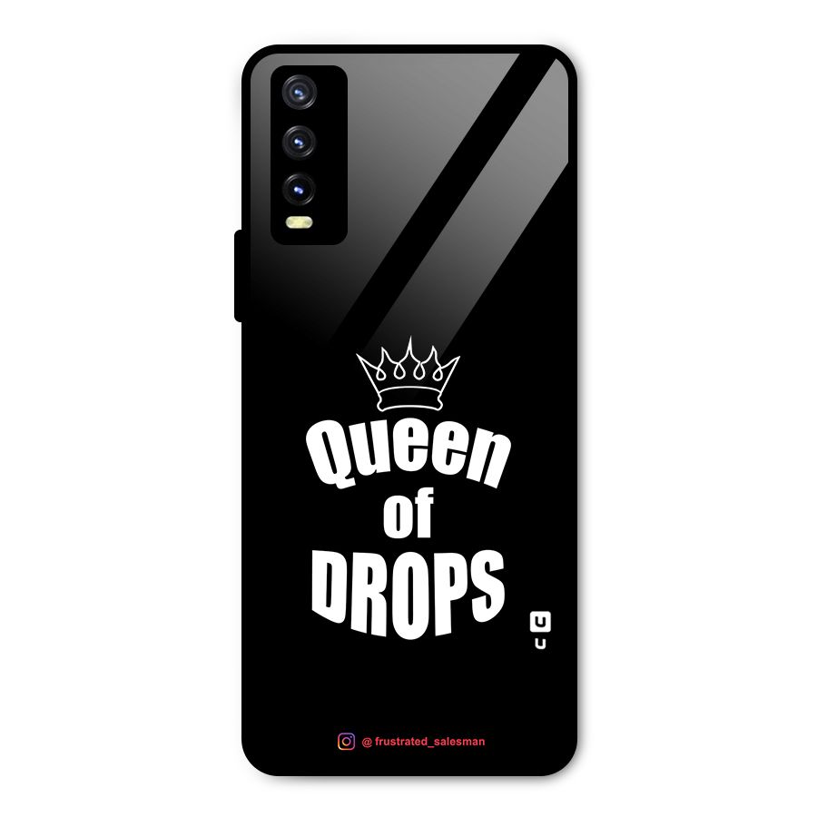 Queen of Drops Black Metal Back Case for Vivo Y20 2021