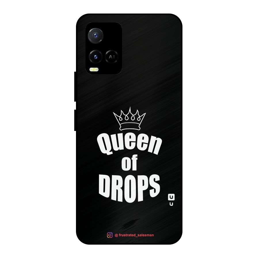 Queen of Drops Black Metal Back Case for Vivo Y21T