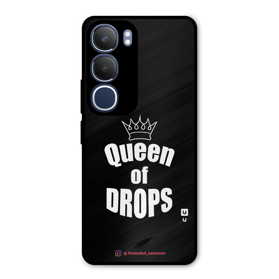 Queen of Drops Black Metal Back Case for Vivo Y29