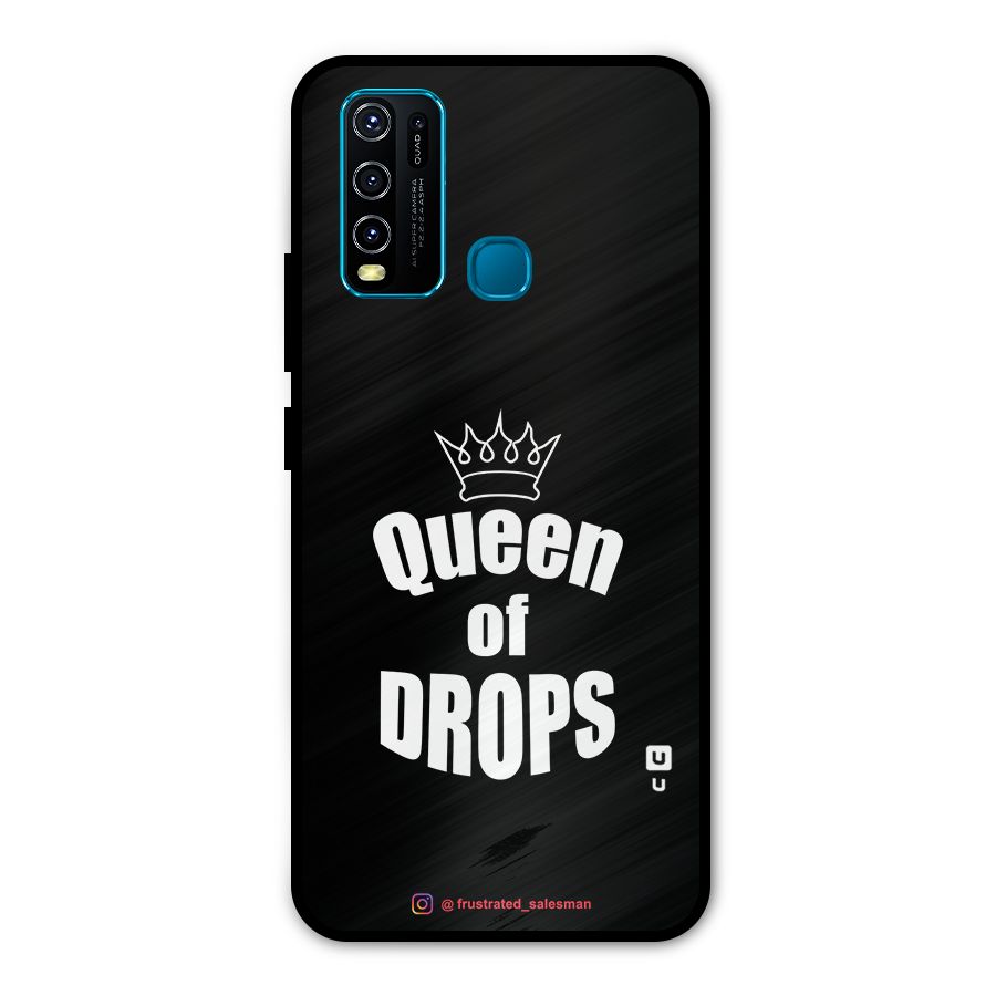 Queen of Drops Black Metal Back Case for Vivo Y30