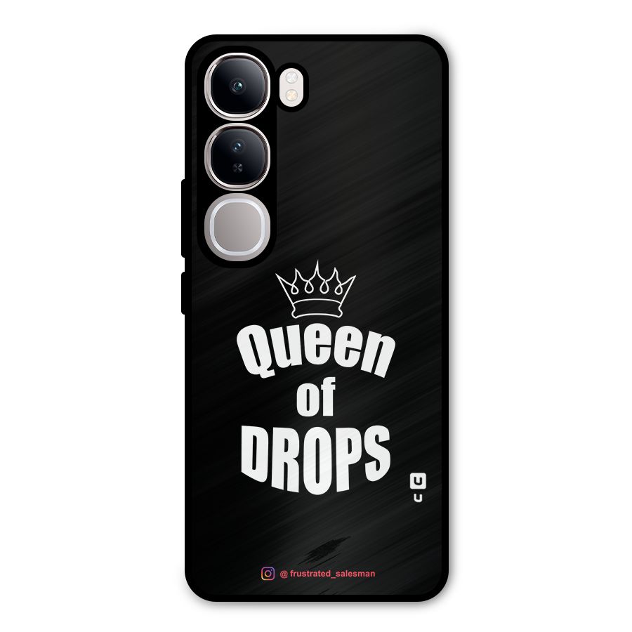 Queen of Drops Black Metal Back Case for Vivo Y300