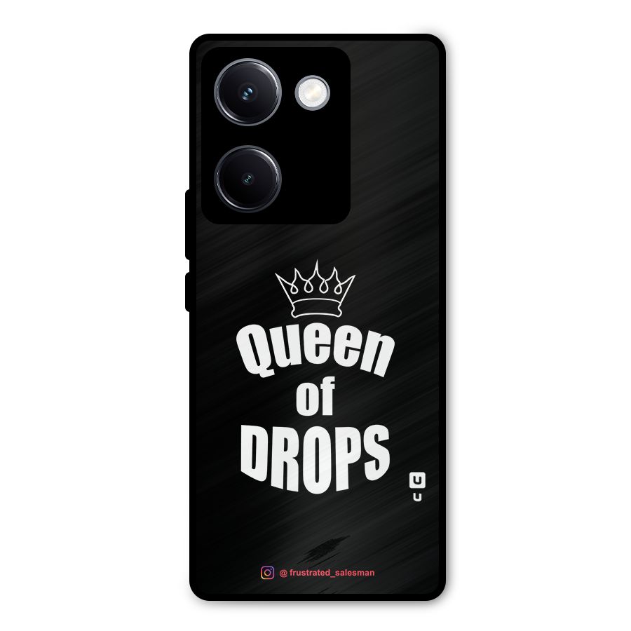 Queen of Drops Black Metal Back Case for Vivo Y300 Plus