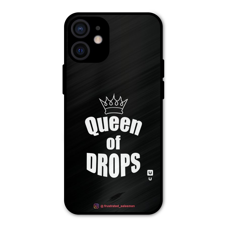 Queen of Drops Black Metal Back Case for iPhone 12 Mini