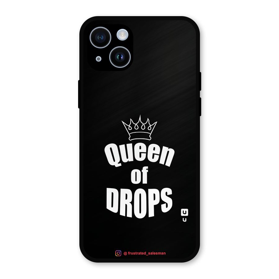Queen of Drops Black Metal Back Case for iPhone 14