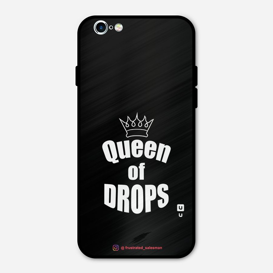 Queen of Drops Black Metal Back Case for iPhone 6 6s