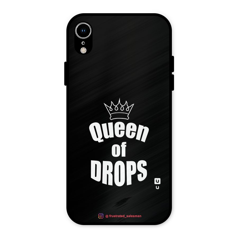 Queen of Drops Black Metal Back Case for iPhone XR
