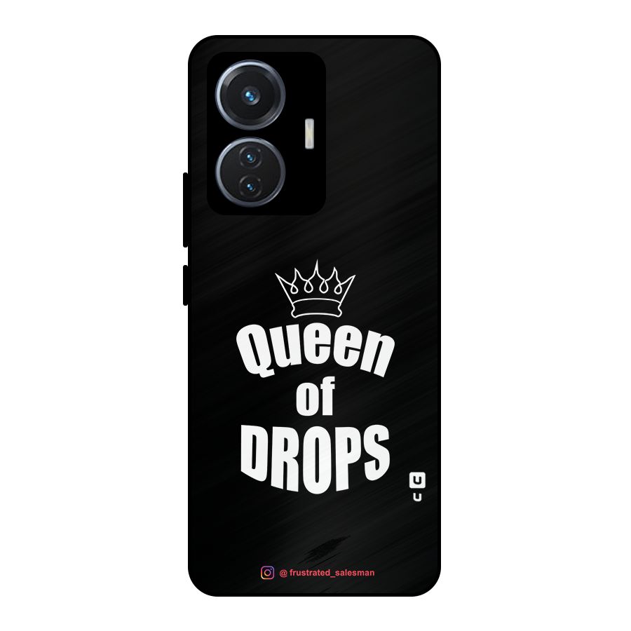 Queen of Drops Black Metal Back Case for iQOO Z6 44W