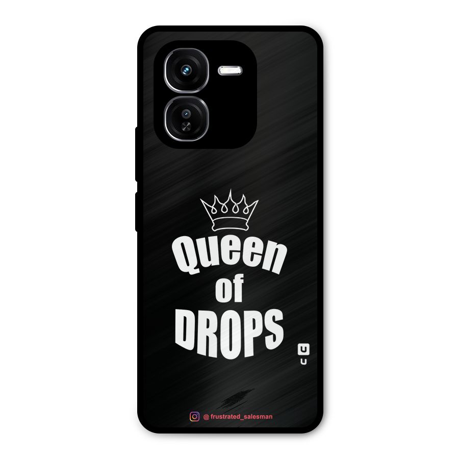 Queen of Drops Black Metal Back Case for iQOO Z9x