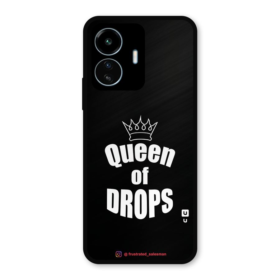 Queen of Drops Black Metal Back Case for vivo iQOO Z6 Lite 5G