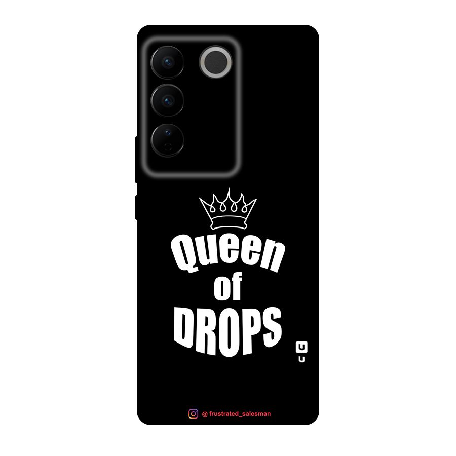 Queen of Drops Black Original Polycarbonate Back Case for Vivo V27