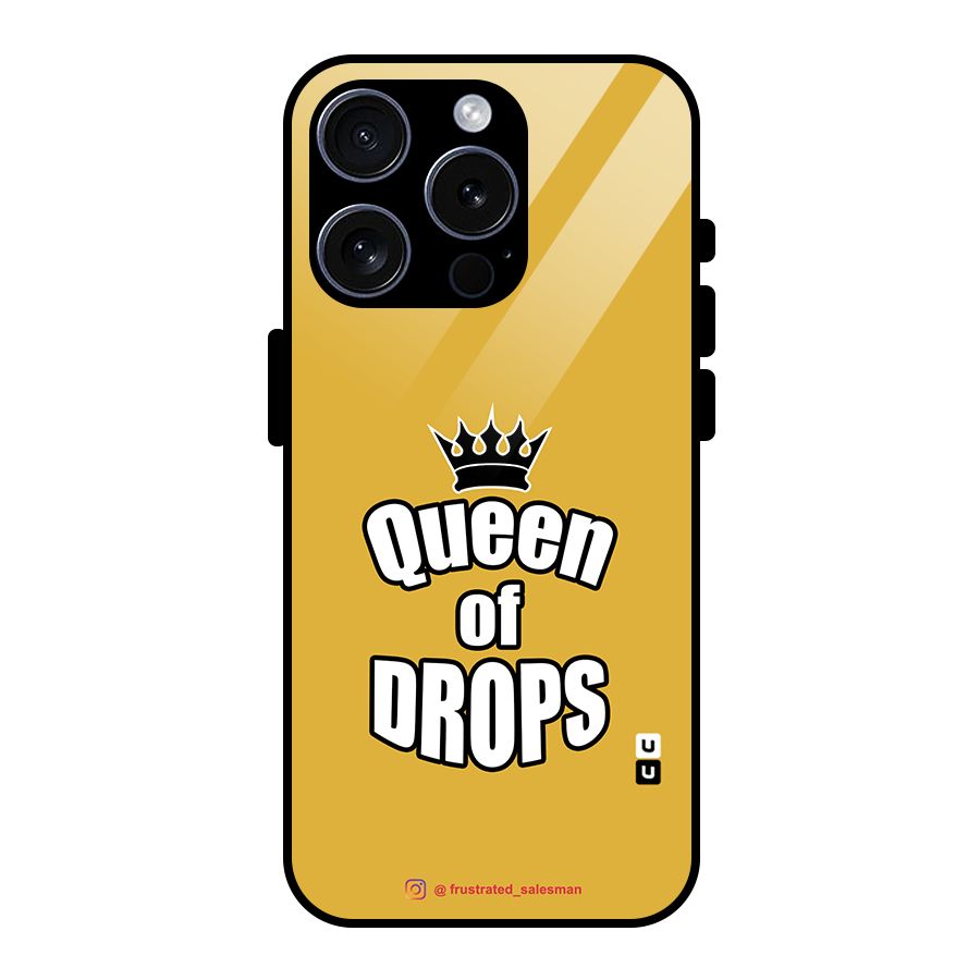 Queen of Drops Mustard Yellow Glass Back Case for iPhone 15 Pro