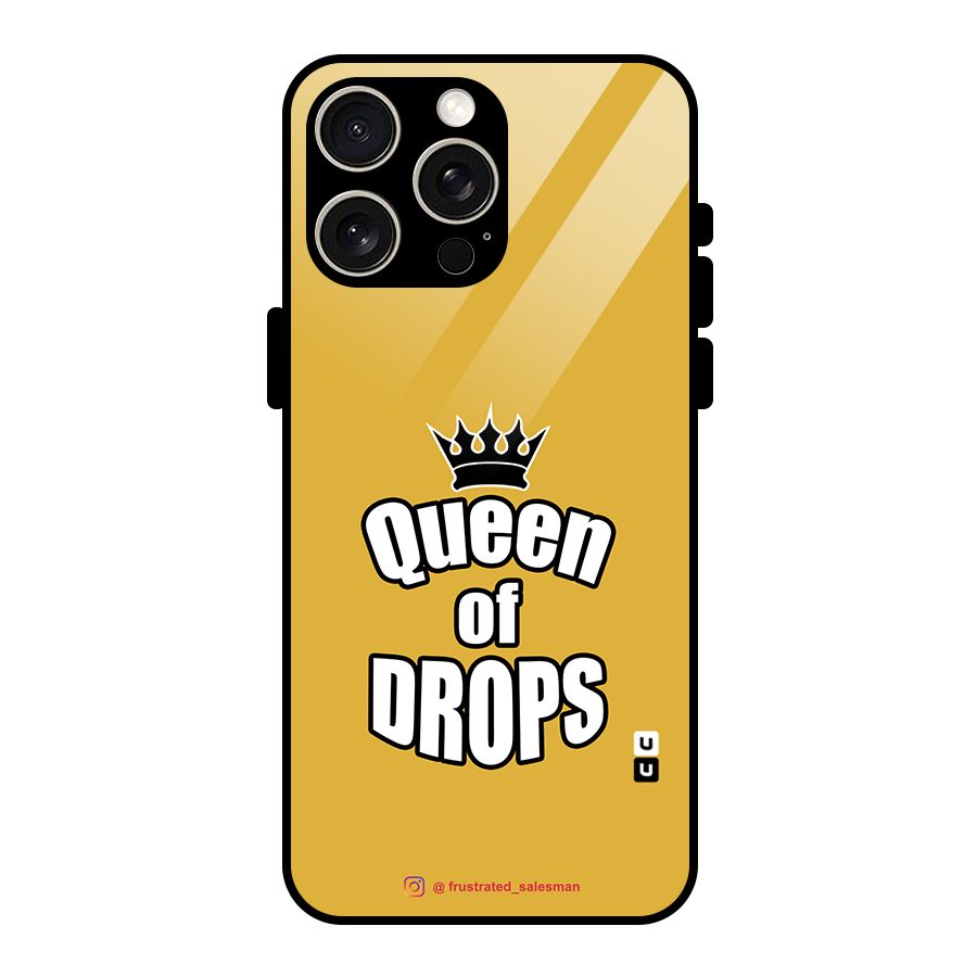 Queen of Drops Mustard Yellow Glass Back Case for iPhone 15 Pro Max