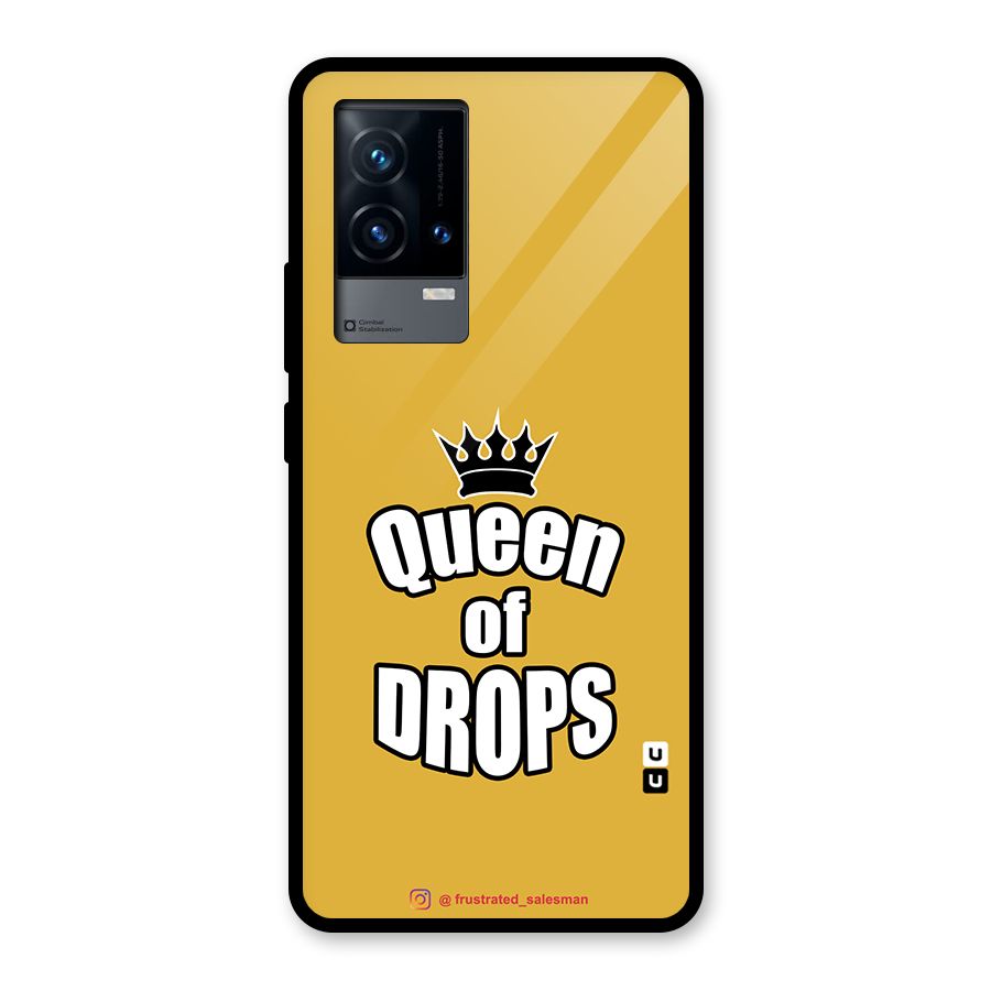 Queen of Drops Mustard Yellow Glass Back Case for iQOO 9 5G
