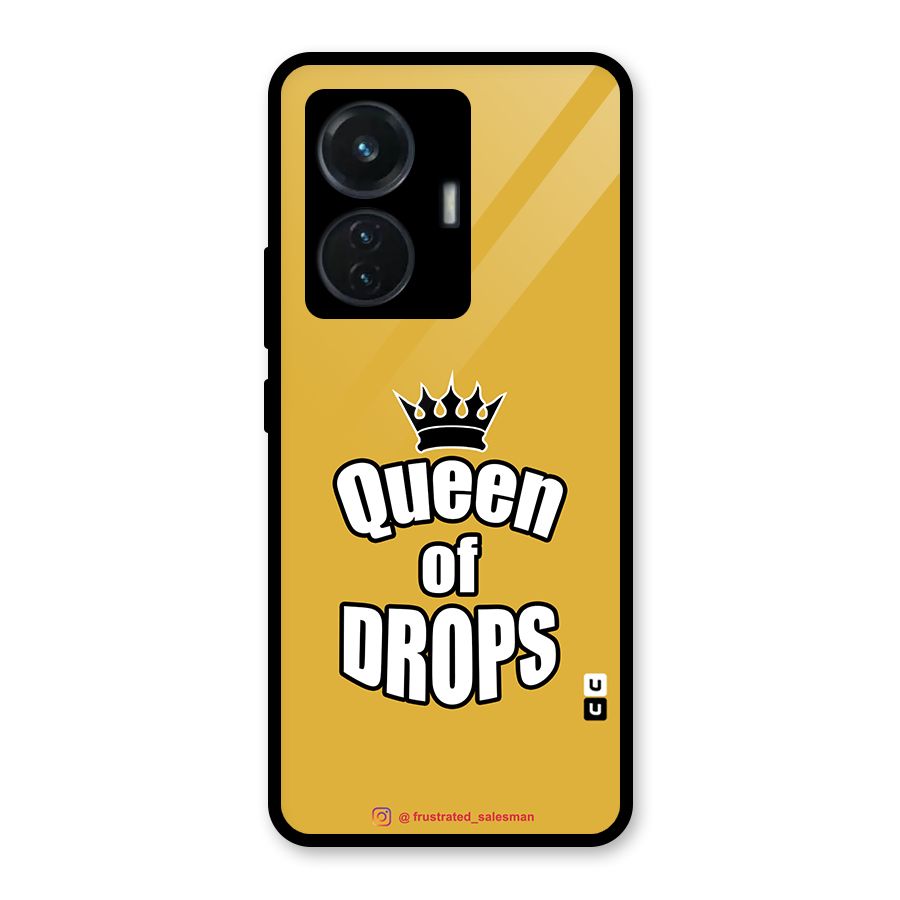 Queen of Drops Mustard Yellow Glass Back Case for iQOO Z6 44W
