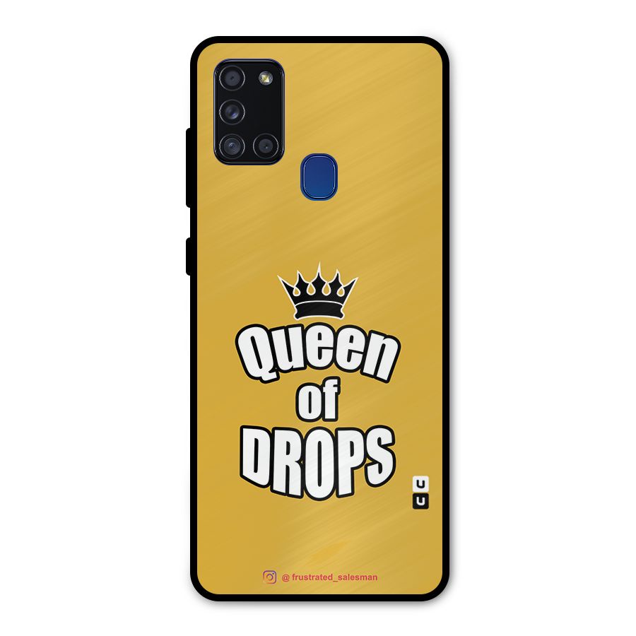 Queen of Drops Mustard Yellow Metal Back Case for Galaxy A21s