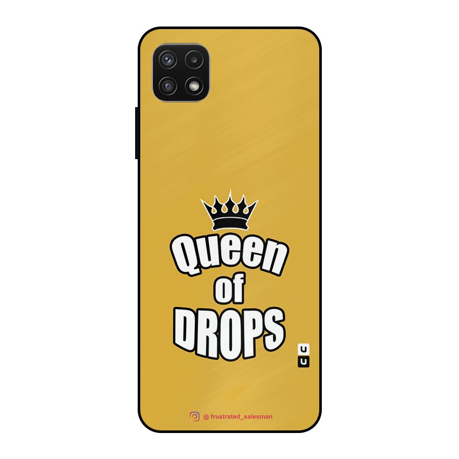 Queen of Drops Mustard Yellow Metal Back Case for Galaxy A22 5G