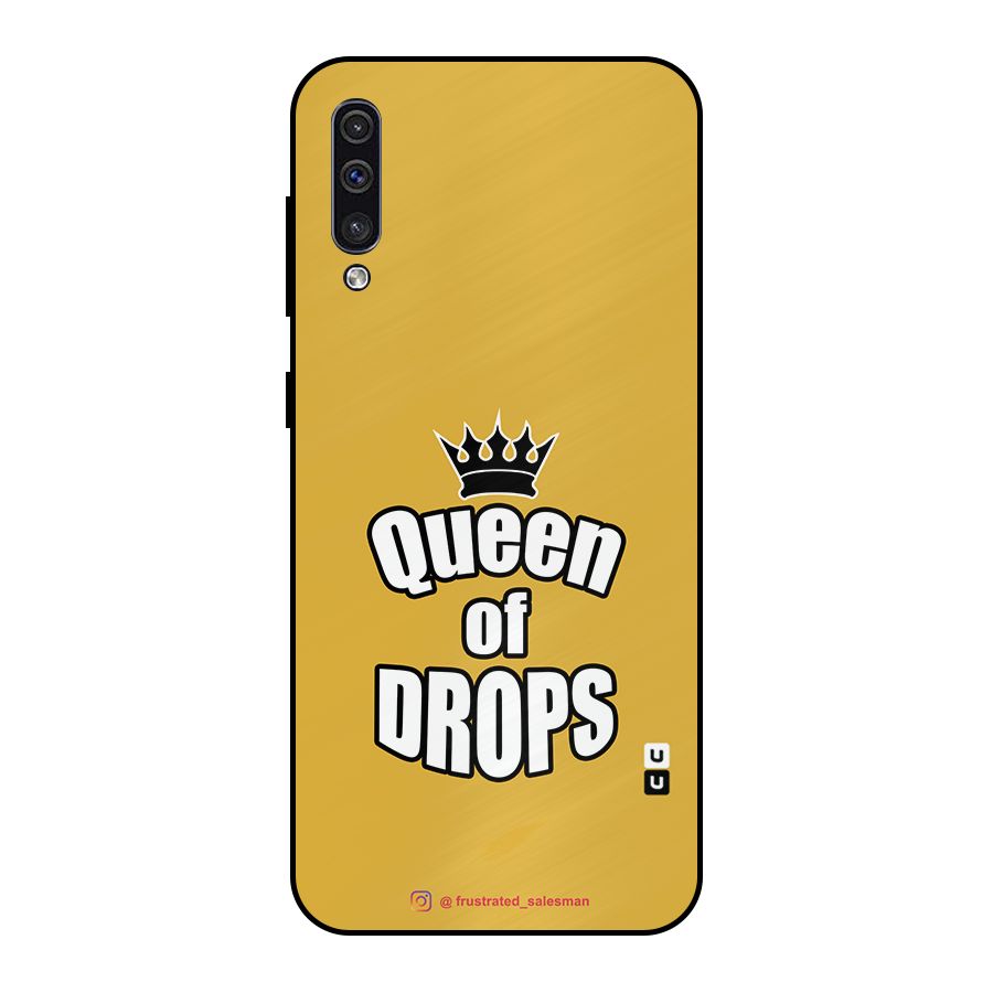 Queen of Drops Mustard Yellow Metal Back Case for Galaxy A30s